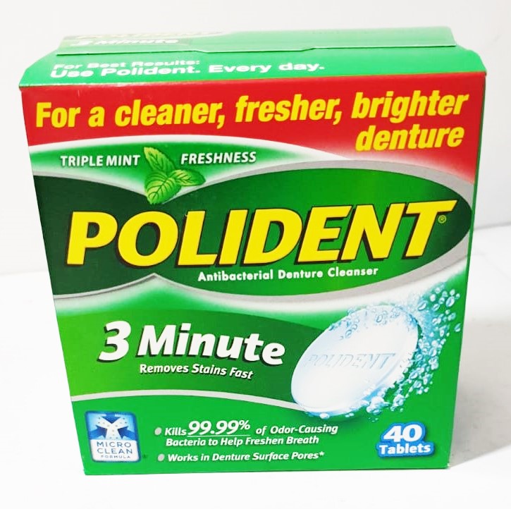 Polident 3 Minute Tablets Denture Cleanser, 40 Tablets (pack Of Two) 