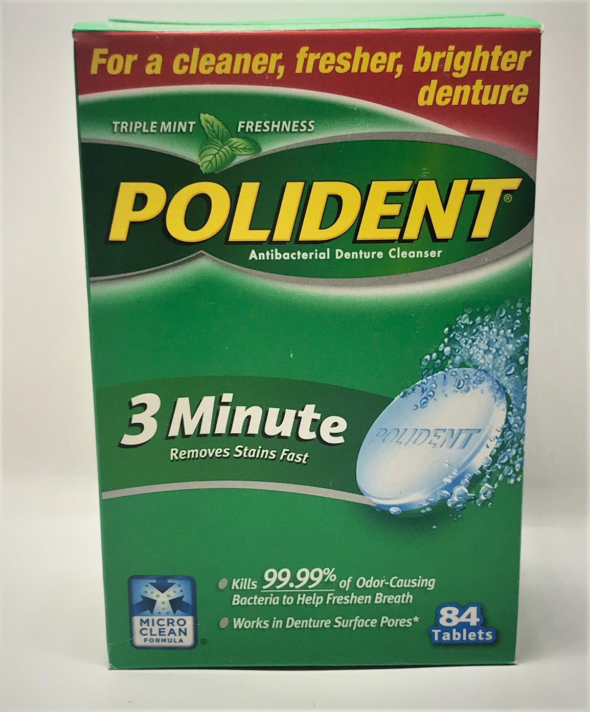 Polident 3 Minute Antibacterial Denture Cleanser, 84 Tablets eBay