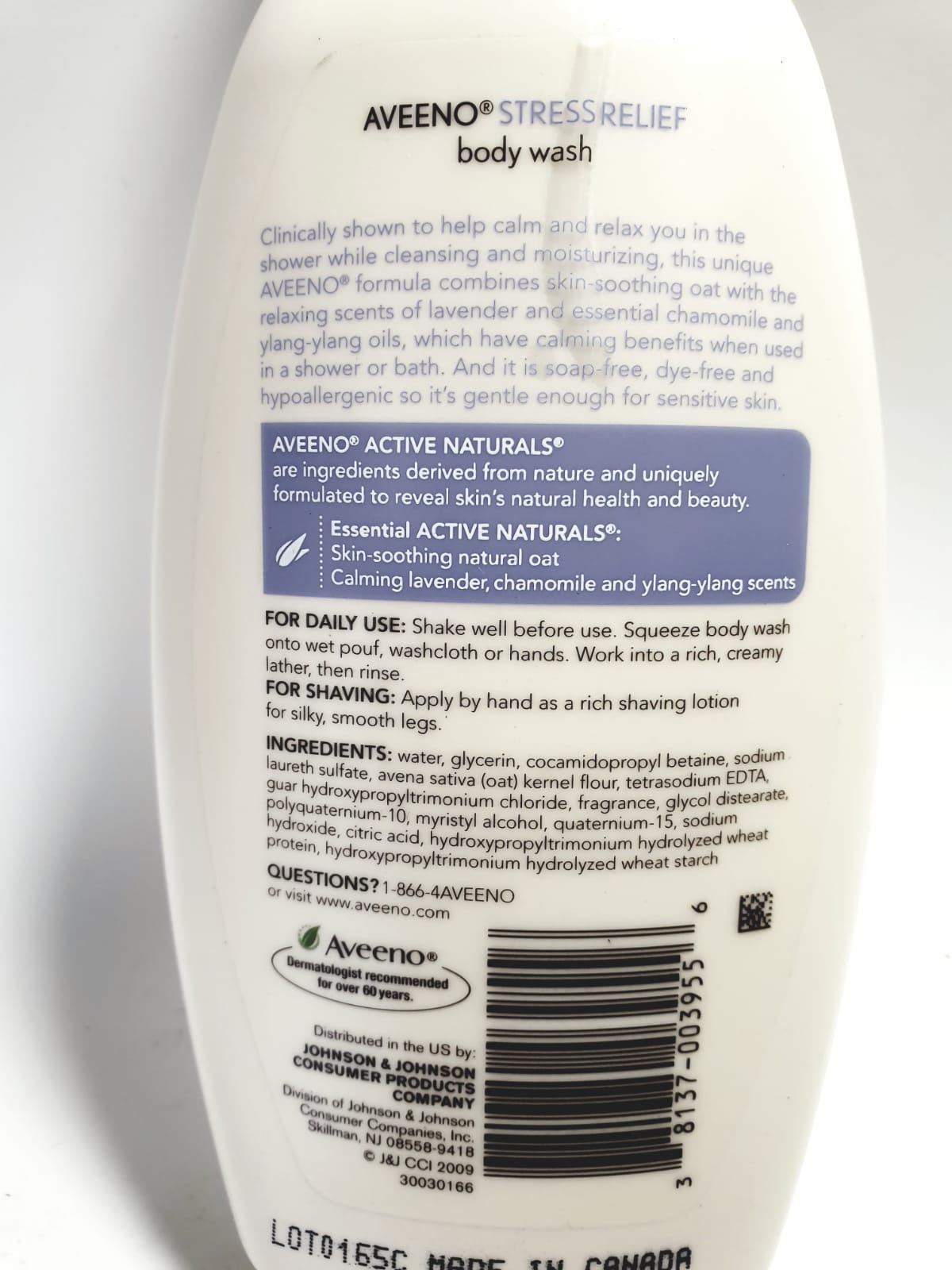 Aveeno Active Naturals Stress Relief Body Wash with Lavender, Chamomile ...