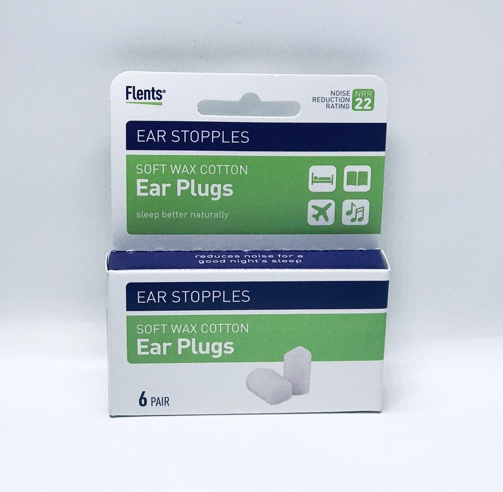 Flents Ear Stopples Soft WaxCotton Ear Plugs 6's (1 box of 6 pairs