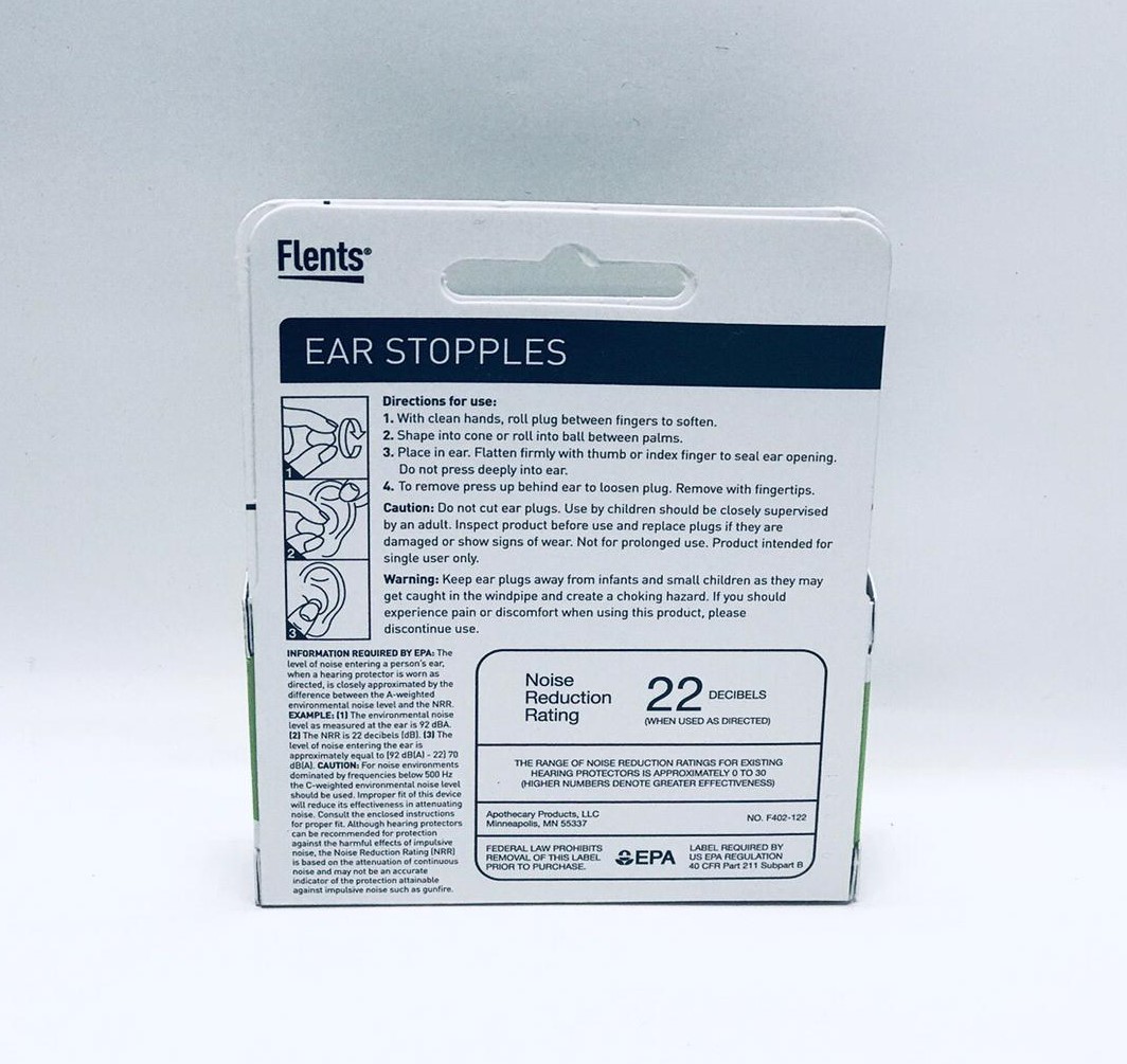 Flents Ear Stopples Soft WaxCotton Ear Plugs 6's (1 box of 6 pairs