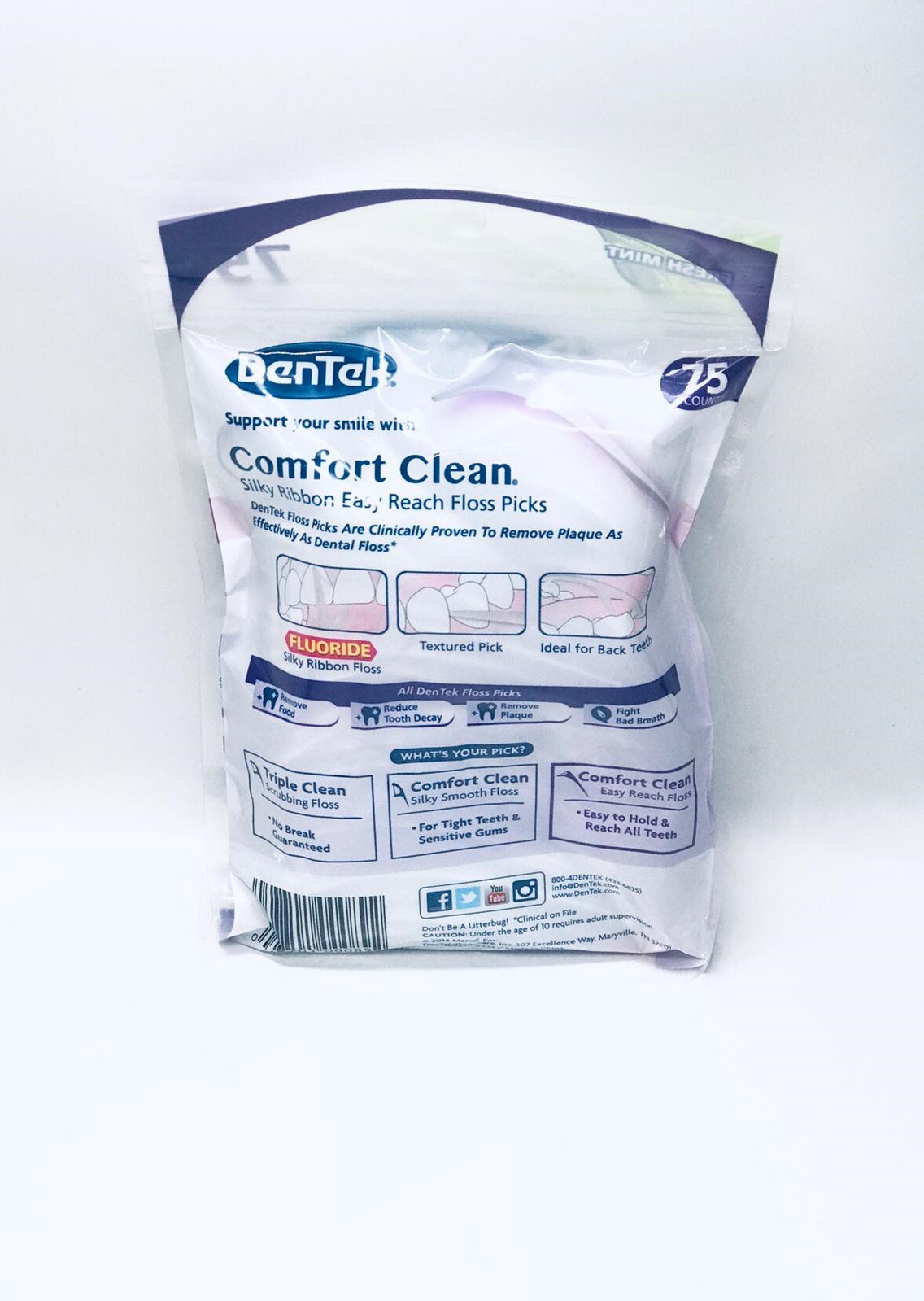 Dentek Comfort Clean Floss Picks Silky Ribbon floss to
