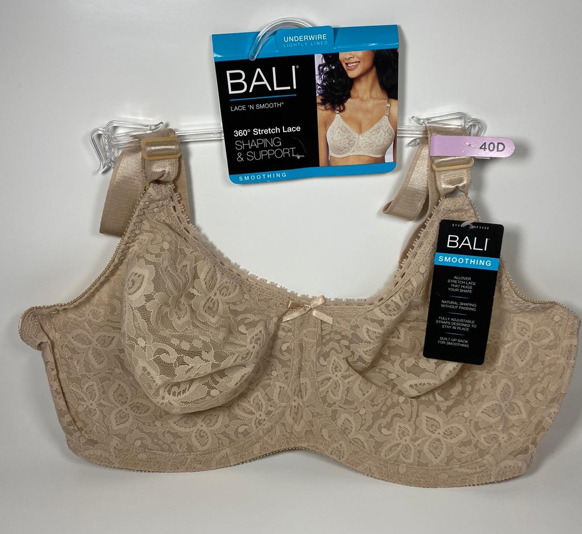 Bali Lace 'N Smooth Seamless Cup Underwire Bra 3432, 40D | eBay