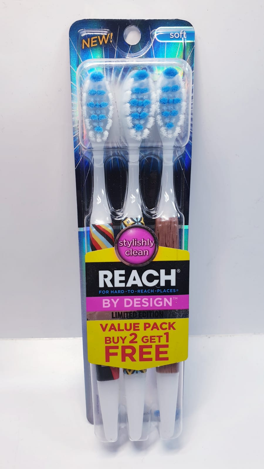 MADE IN USA MEDIUM 5Pcs REACH CRYSTAL CLEAN TOOTHBRUSHES FULL HEAD