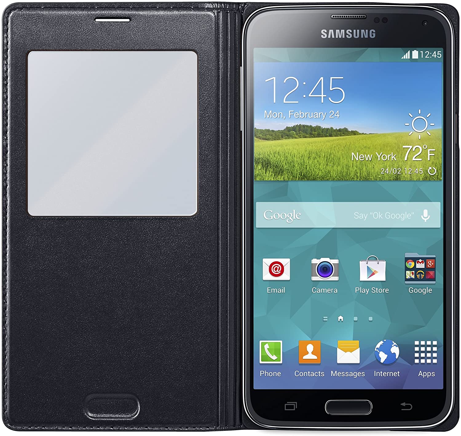 Samsung Galaxy S5 Case SView Flip Cover Folio, Black 610214635518 eBay