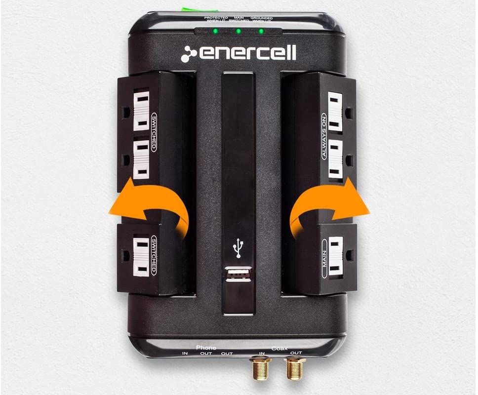 Enercell 6Outlet Smart Wall Surge Protector with 2250J Overload
