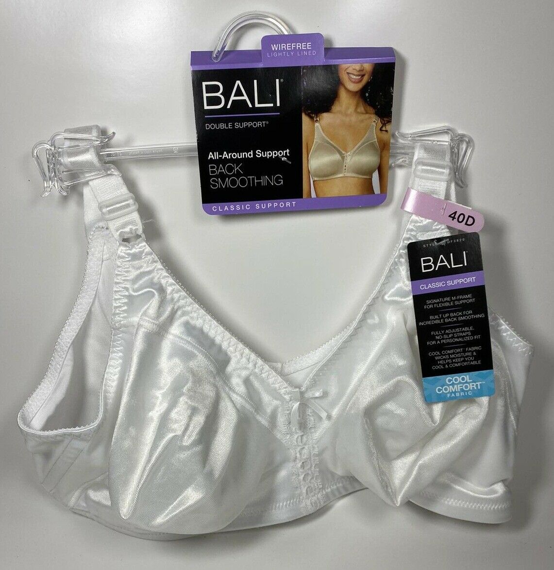 Bali Double Support Cool Comfort Wirefree Bra 3820, 40D - White | eBay