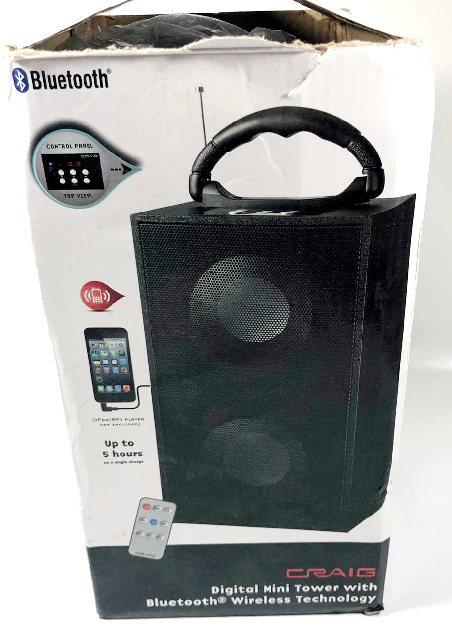Craig CR4190 Mini Bluetooth Tower Speaker, Black 731398441907 eBay