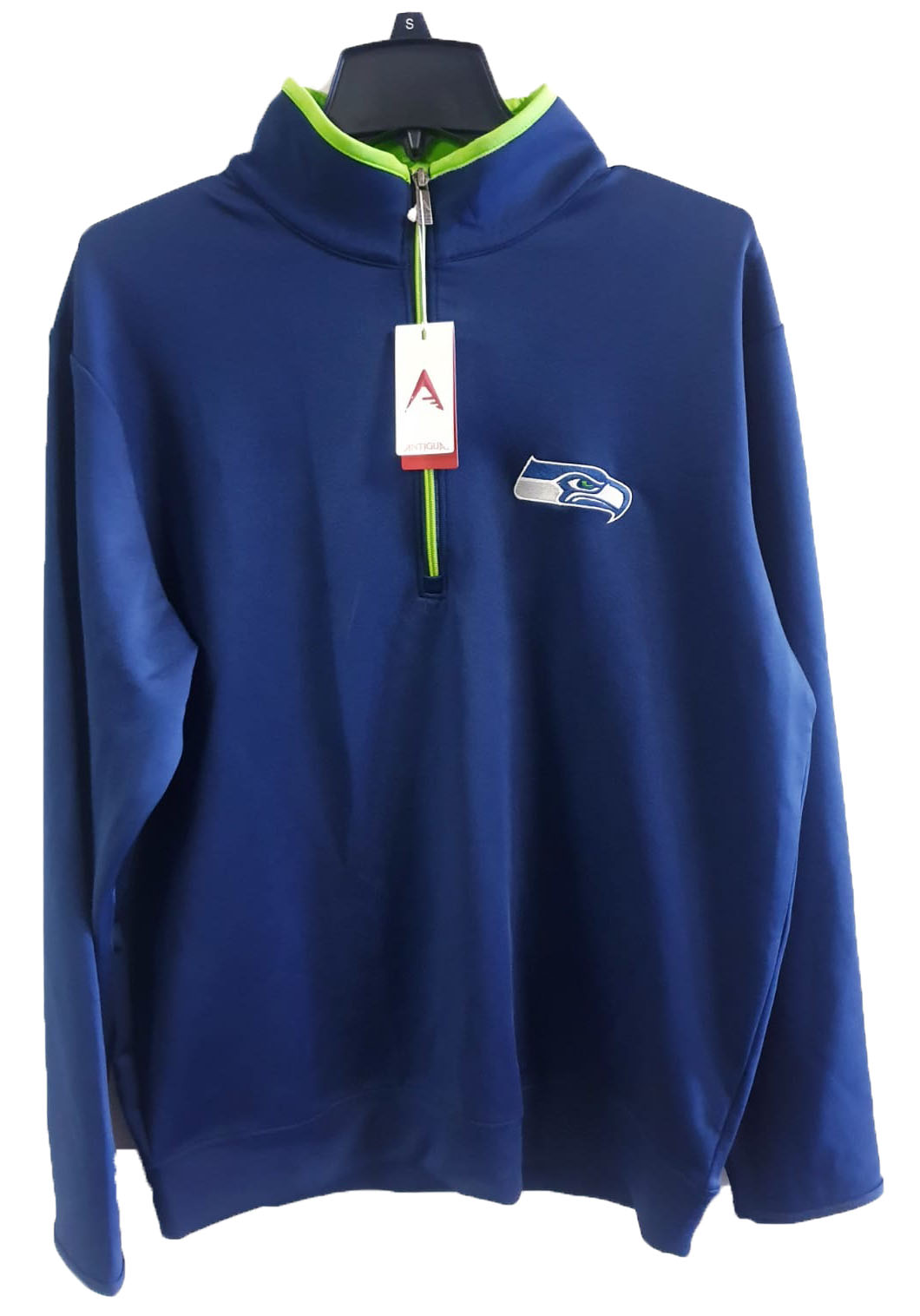 NFL Seattle Seahawks Antigua Men's QuarterZip Pullover Jacket, Navy Blue, Large eBay