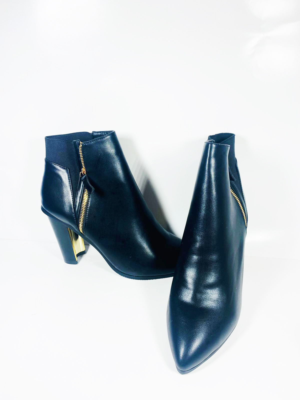 Women's Moshi-B Metallic Heel Ankle Boots, Black, 11W | eBay
